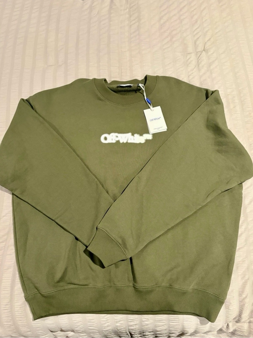 Off-White Olive Green Crewneck Sweatshirt - Men